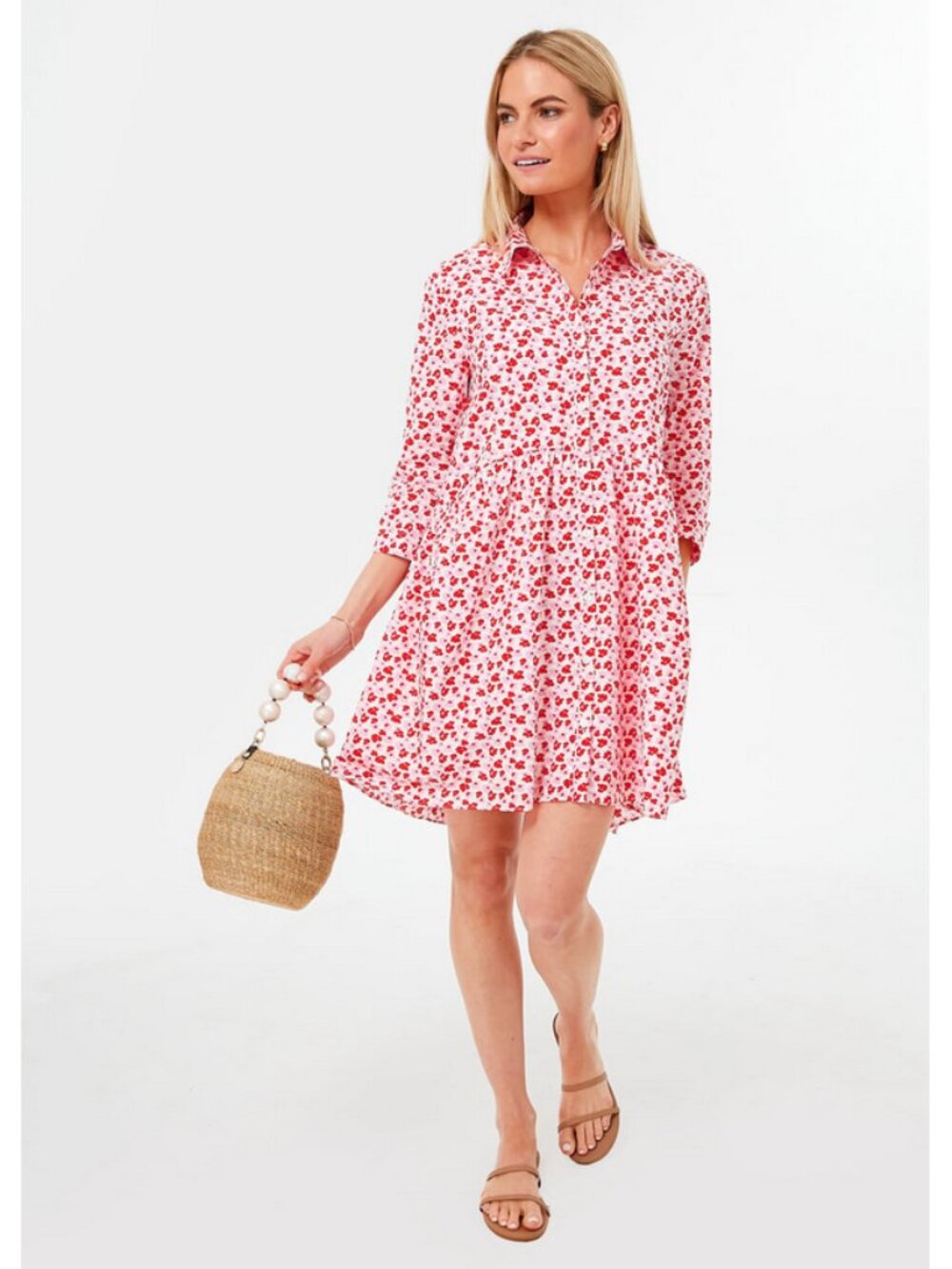 Hyacinth House x Tuckernuck Sz. XXL 100% Cotton Red Floral Valentina Shirt Dress